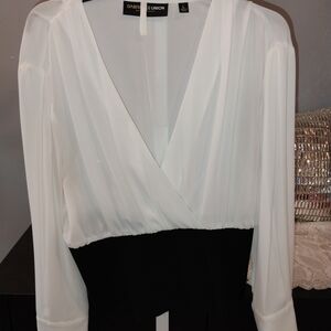 Chic White and Black Blouse by